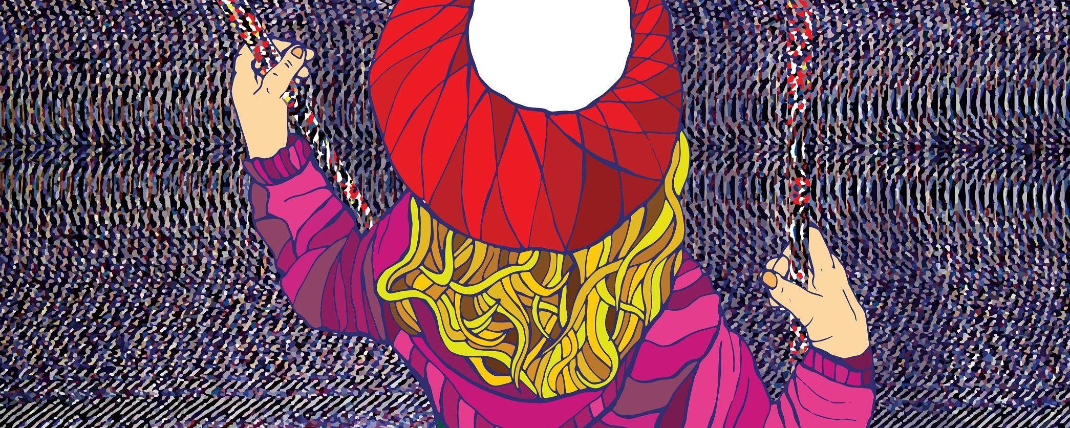 grafika, dziecko na hustawce, szum